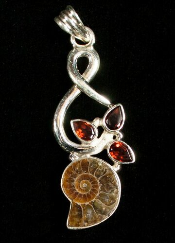 Stylish Ammonite Pendant - Sterling Silver #4532